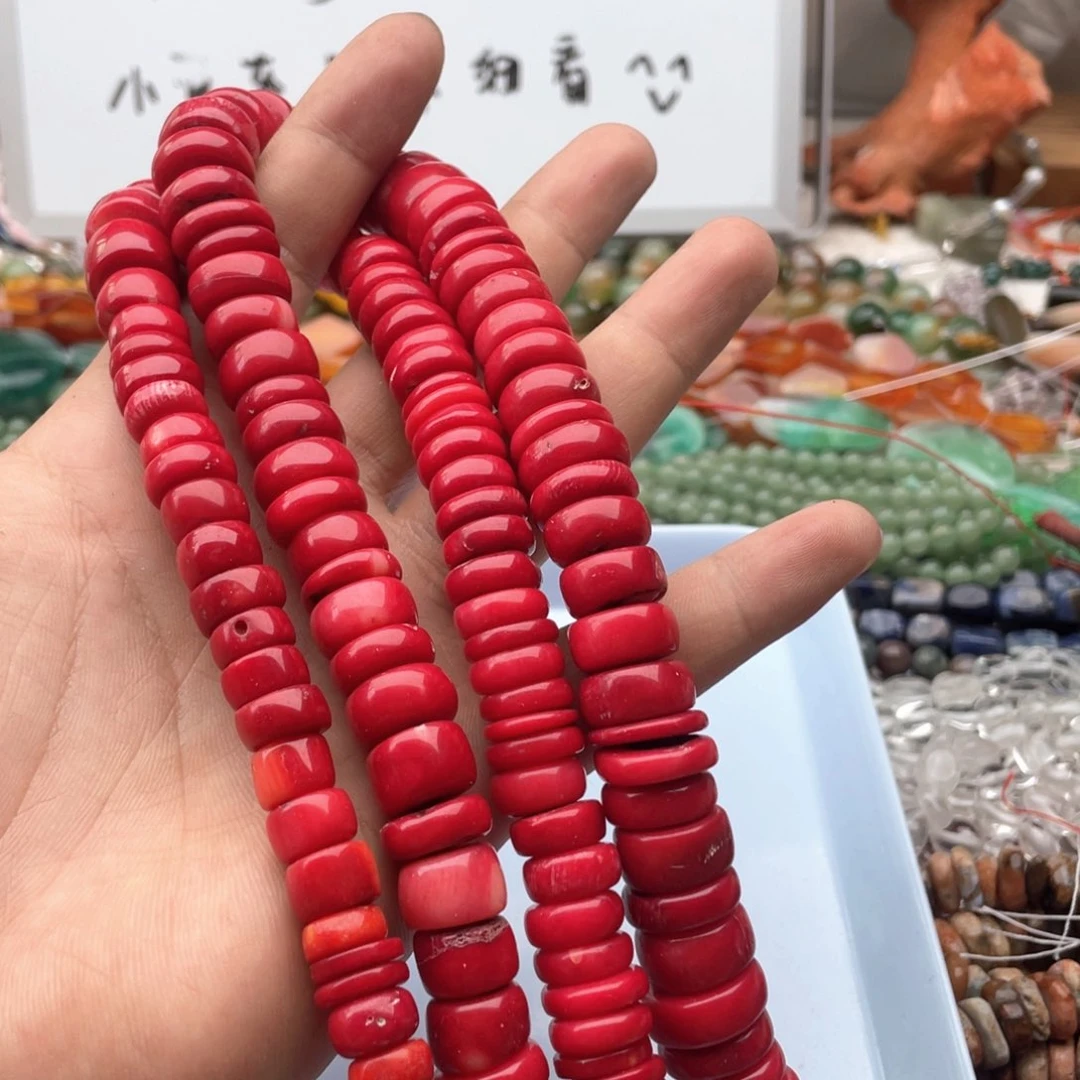玛瑙/玉髓合金珠宝半成品一条装红精灵隔片卡14左右