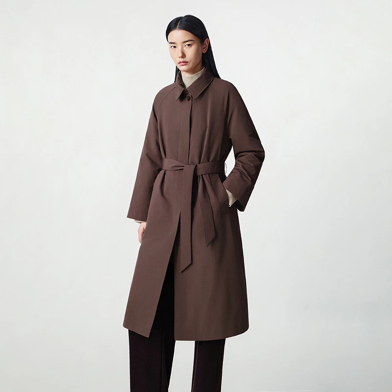 【匈牙利鹅绒】LANCY/朗姿2025冬季新款气质长款轻薄风衣羽绒服
