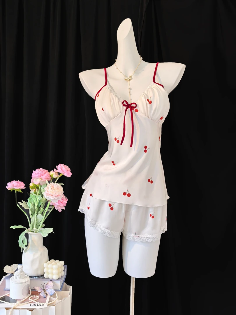 碎花高级感清新吊带睡裙女夏带胸垫少女可爱简约女士家居服睡衣夏