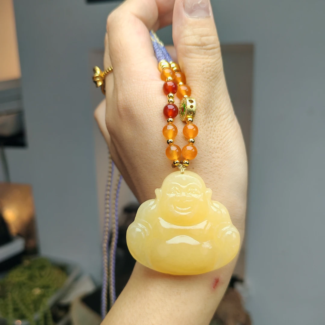 时尚精美芬达双面立体佛公半珠链（石英岩玉）