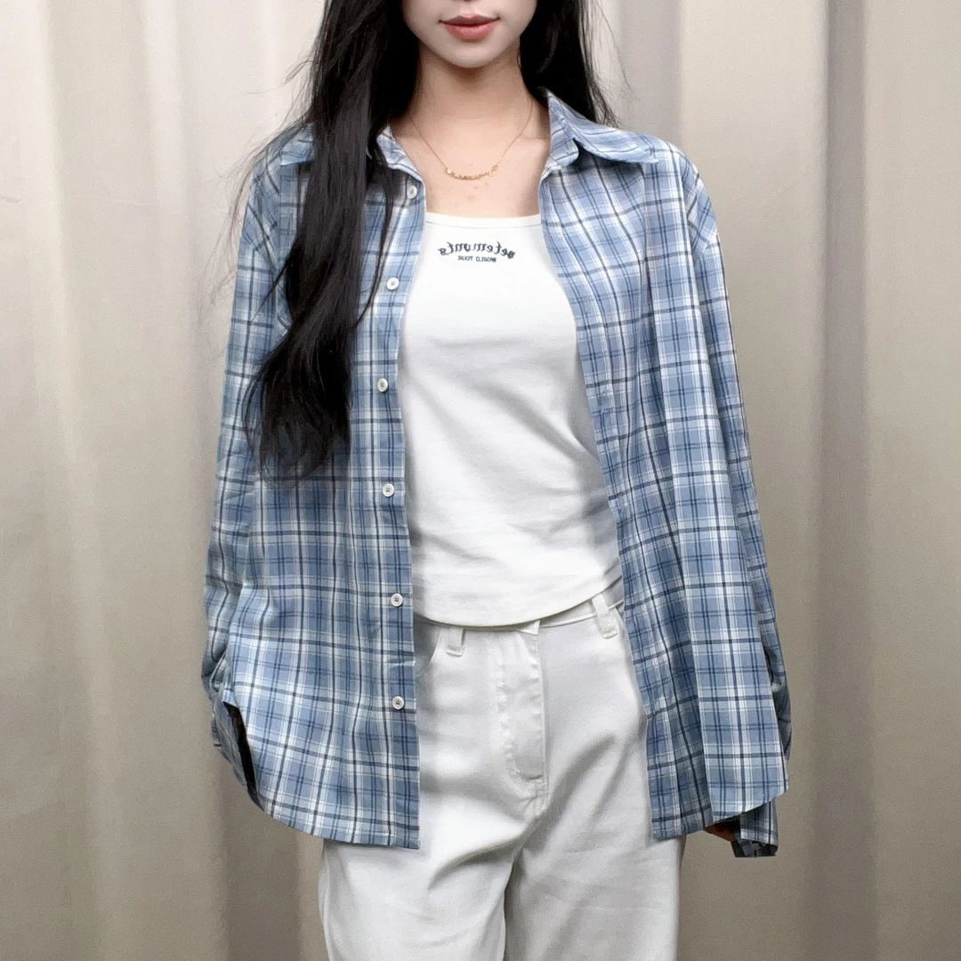 邻家集品/两件套衬衫/82511112/衬衣/长袖/百搭/夏季/复古/薄款/