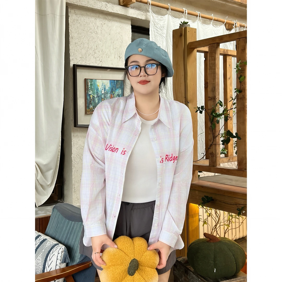 断码捡漏~薄荷晨露 / 韩风精致休闲衬衫14645花契大码200斤胖mm