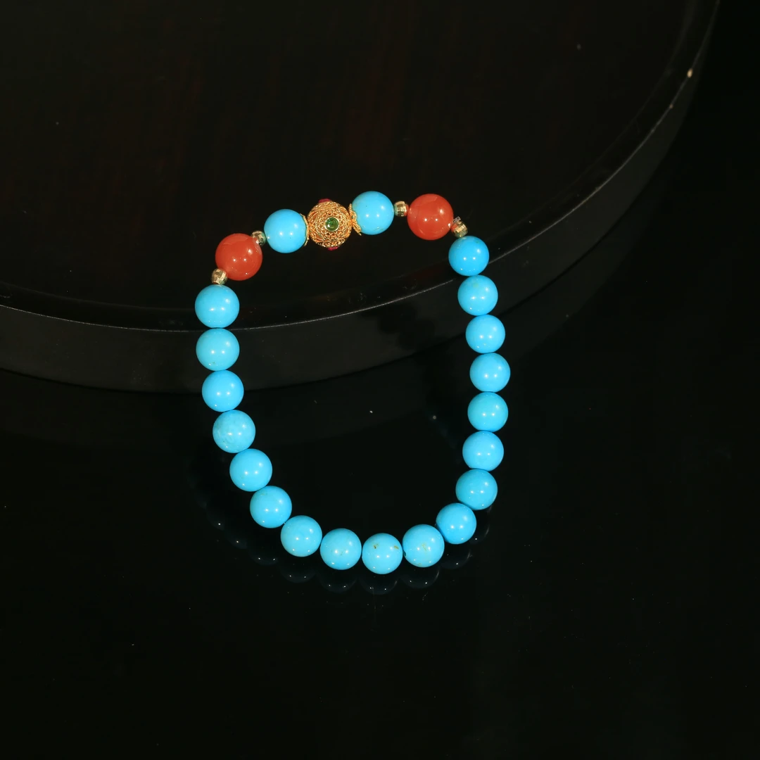 【杨杨专属】18K绿松石圆珠手串 约7mm XZ0242BZ