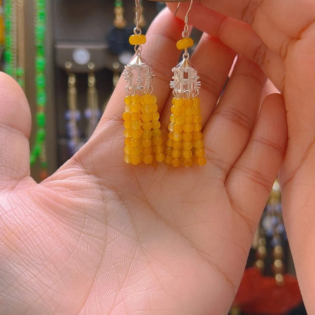 翡翠银S925镶嵌耳饰翡翠