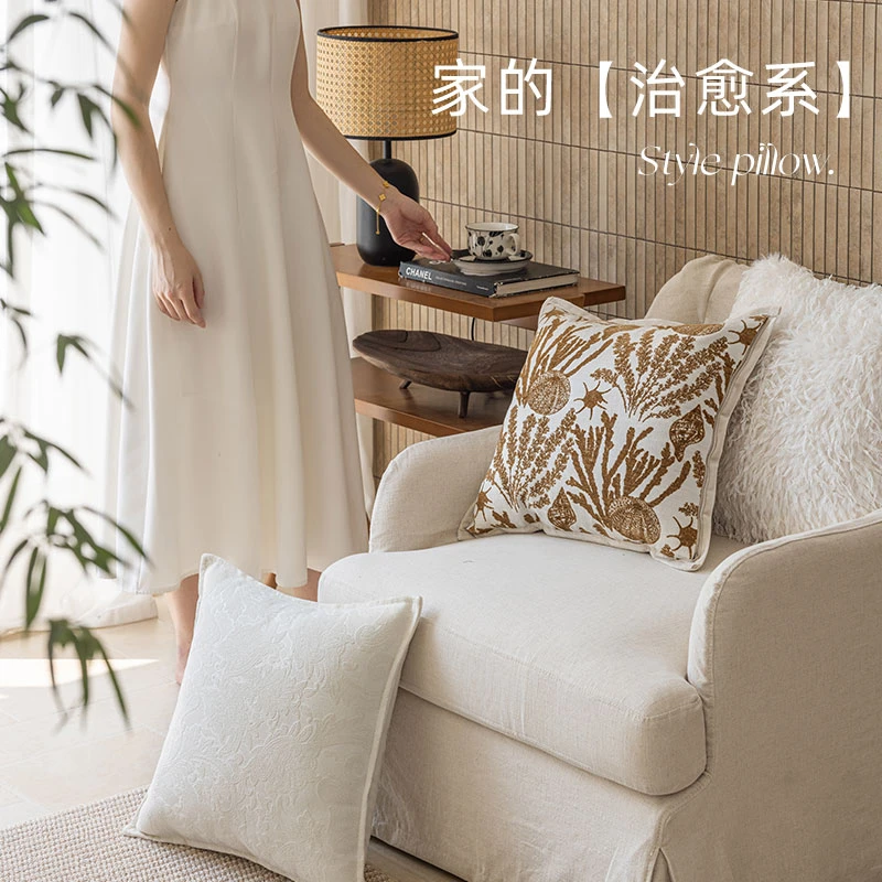 Y北欧ins风奶油色沙发抱枕套轻奢高级客厅飘窗床头靠背家用治愈系