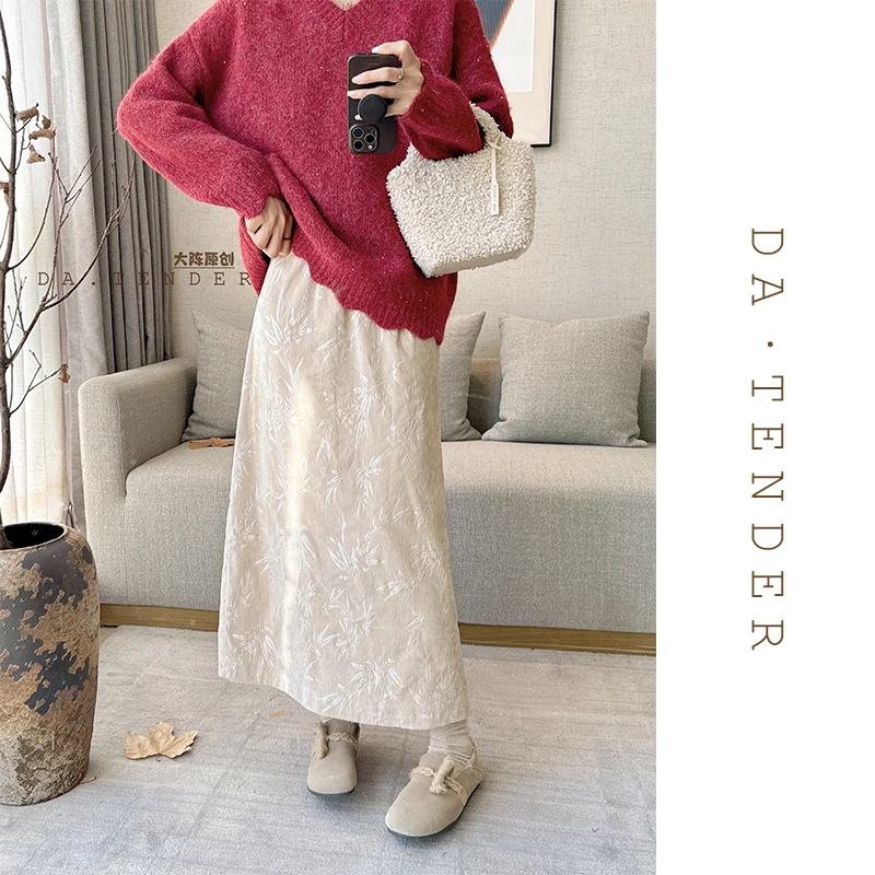 DA【清-春秋款】日暮竹影半身裙-LA918