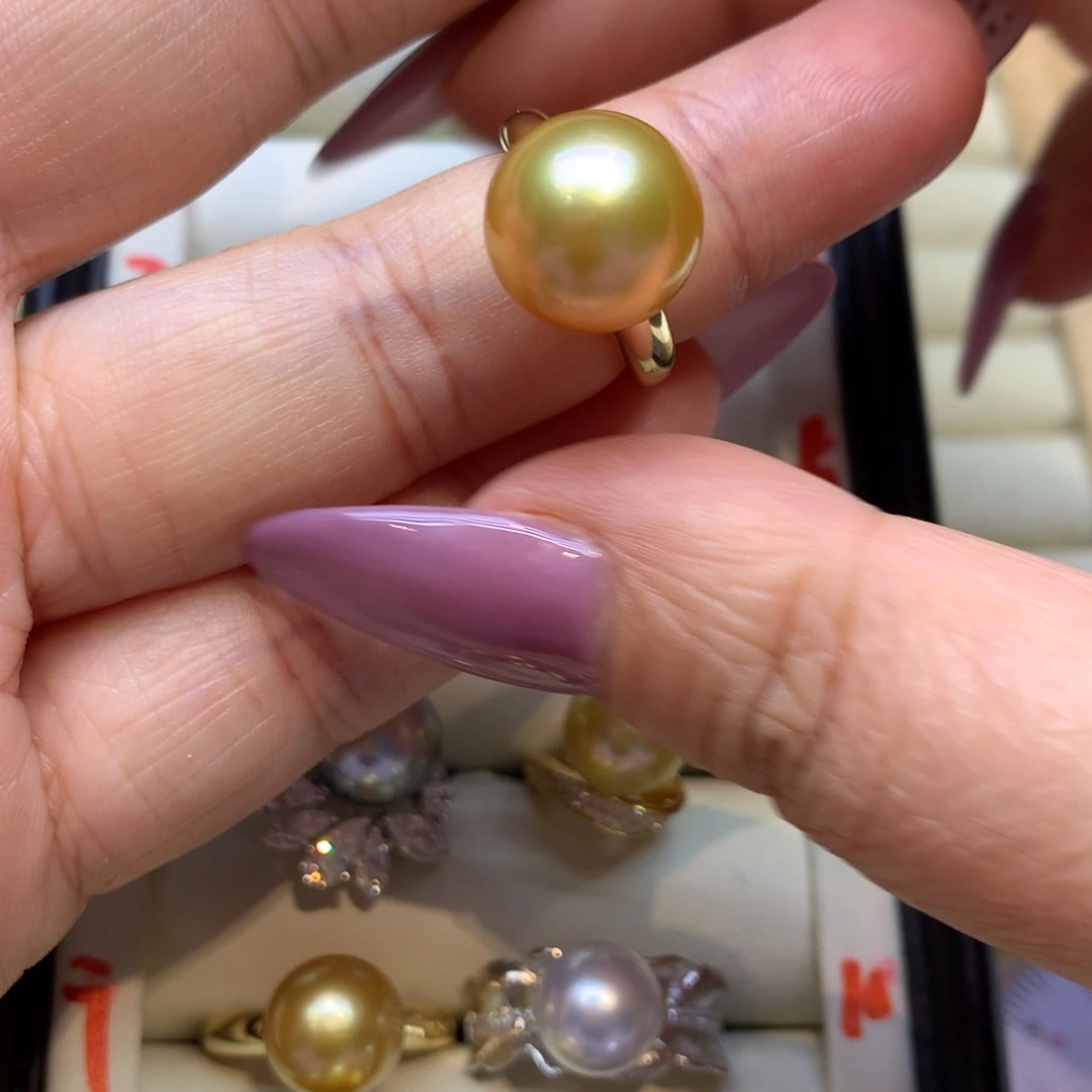 银S925镶嵌戒指海水珍珠