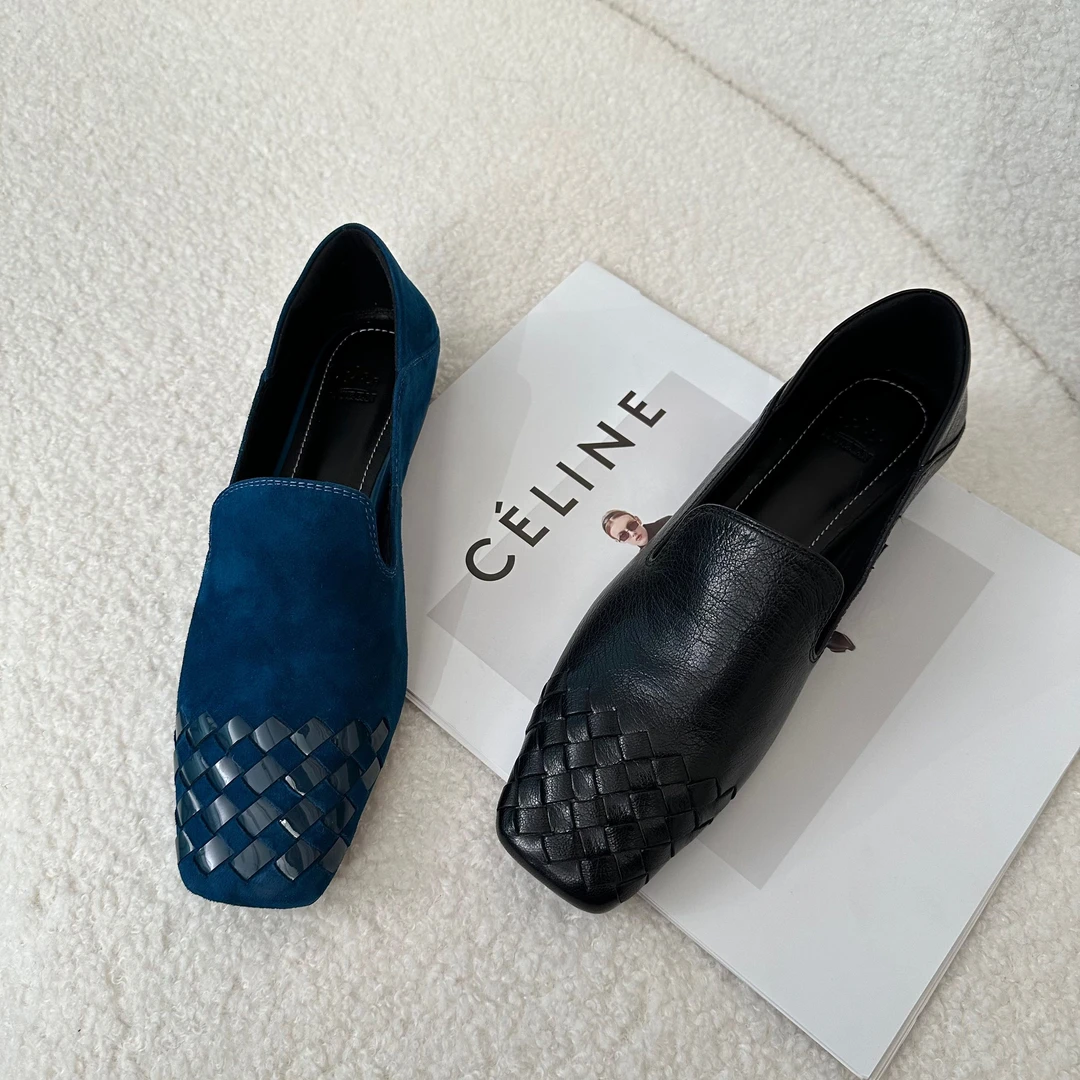 2025年法式真皮一脚蹬软底软面编织欧若风复古单鞋女乐福鞋