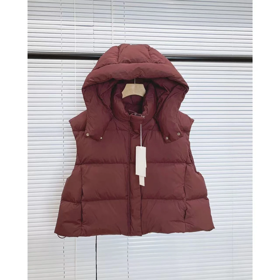 年终清仓 连帽羽绒马甲下摆防风抽绳无袖羽绒外套5803