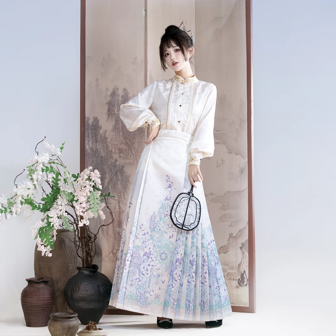 [暗夜玫瑰上衣+冷画屏]原创汉服半身裙马面裙仿妆花织锦缎双经轴