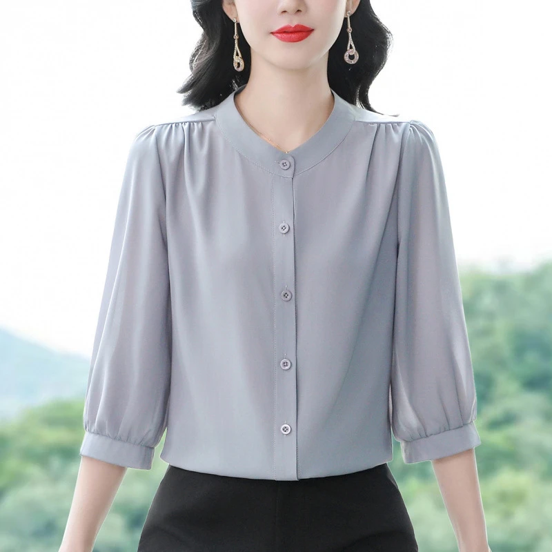 衬衫减龄轻奢广东薄上衣衬衫高级感气质上衣阔太太女小衫普宁洋气