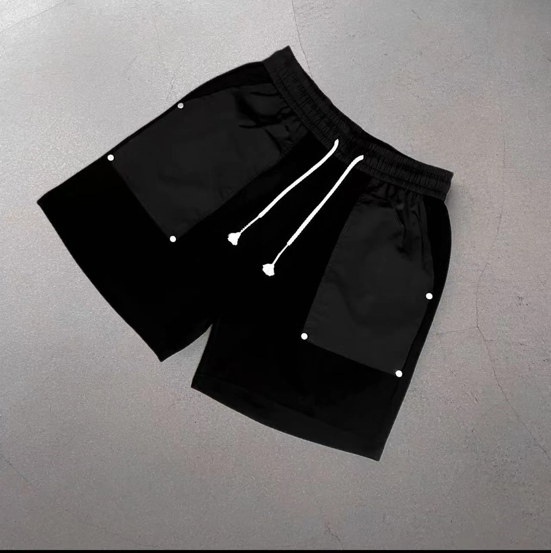 短袖搭配【铆钉版】夏季男士拼接休闲常规款透气纯色百搭直筒短裤