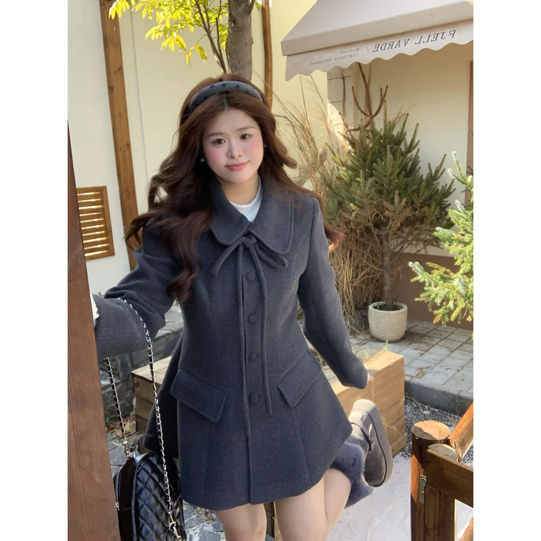 【 高智千金】大头婷微胖定制小香风掐腰毛呢外套搭短裤套装 L8357