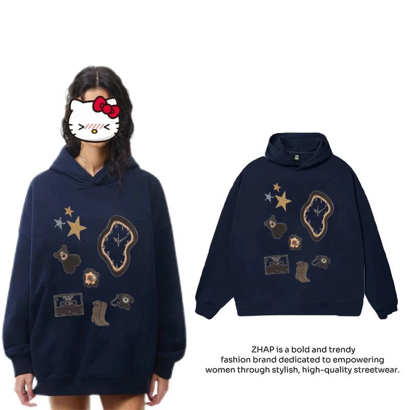 【MAEP】重磅无帽绳连帽卫衣女欧美通勤宽松加绒加厚休闲百搭上衣潮