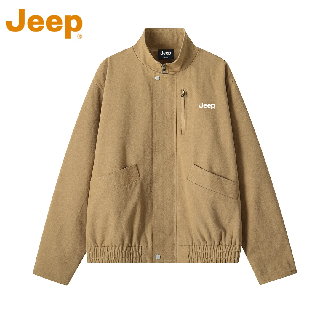 JEEP吉普100%棉立领夹克外套男款秋冬季潮牌宽松大码工装男生上衣