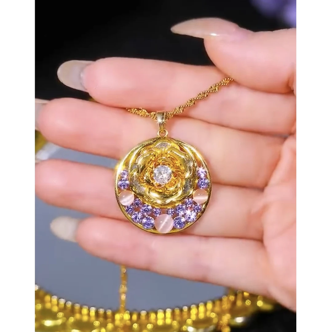 铜合金项链 新款轻奢【花好月圆】简约大方百搭洋气项链0375