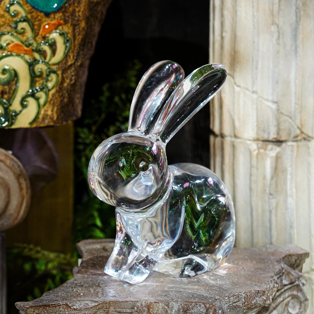 【本尼家】TY25轻奢摆设透明兔子铂晶亚克力雕塑摆件家居饰品