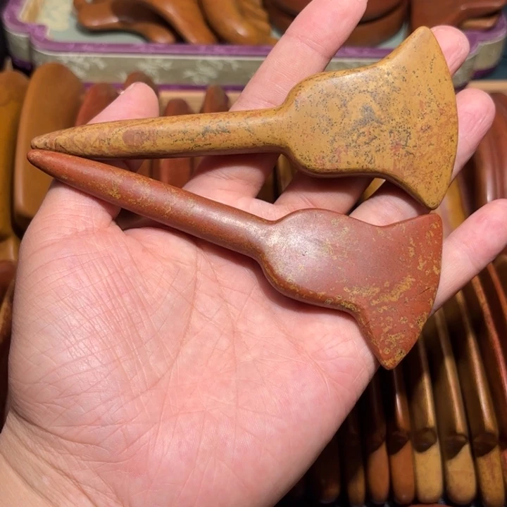 红砭石精品款刮痧锥斧