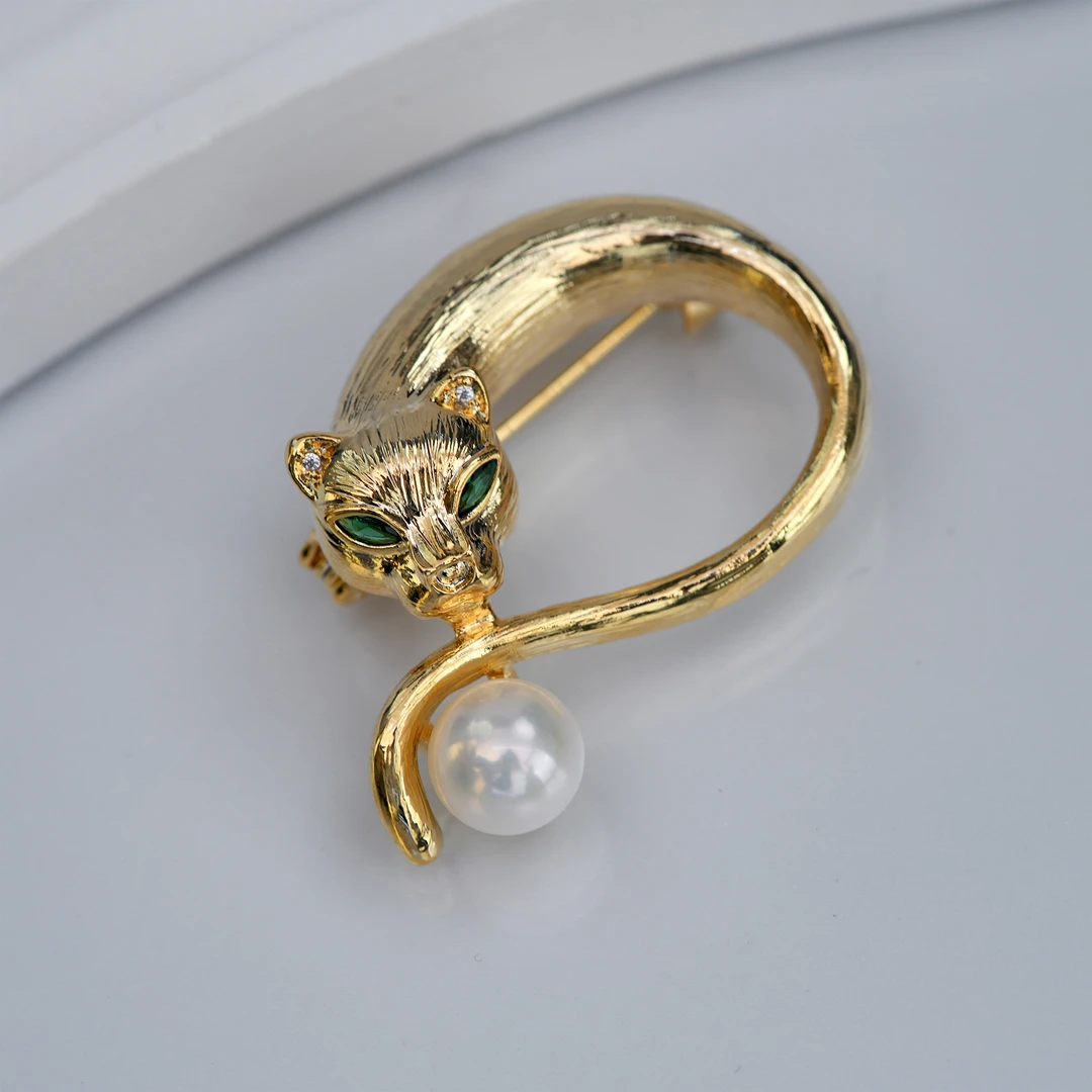 【一夜豹富胸针】淡水无核珍珠轻奢百搭一夜豹富豹子头胸针8-9mm