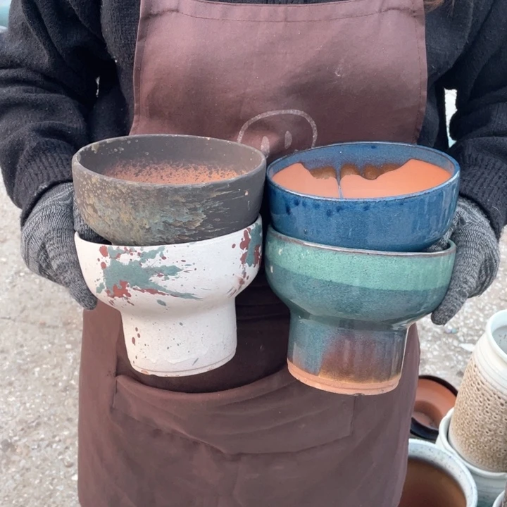 紫砂花盆口15高12瑕疵瑕疵