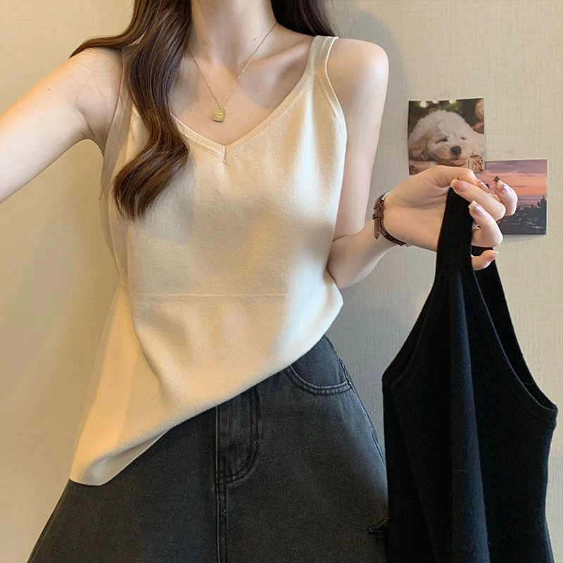 大码宽松吊带背心女2025夏季新款胖mm遮肚显瘦V领设计感外穿上衣