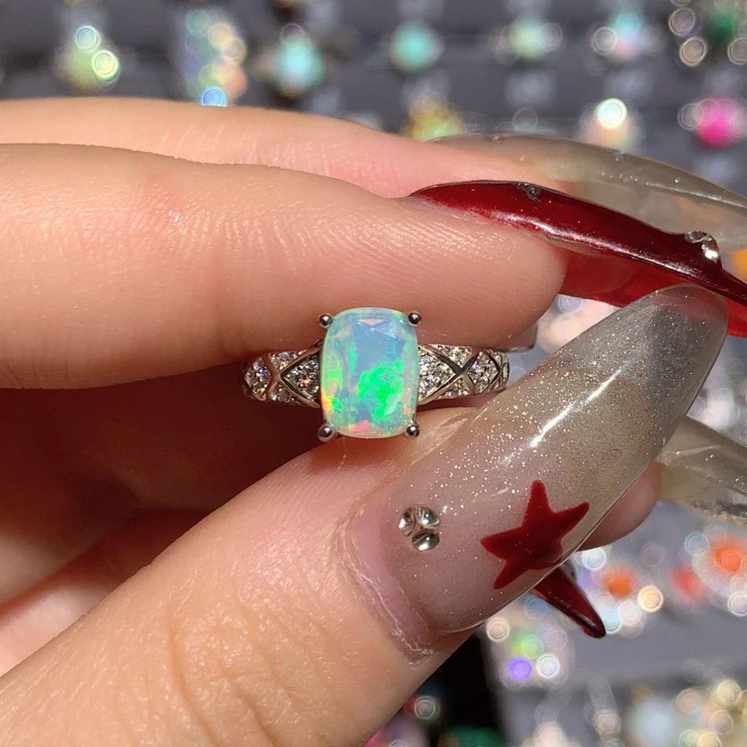 欧泊银S925镶嵌福利戒指w