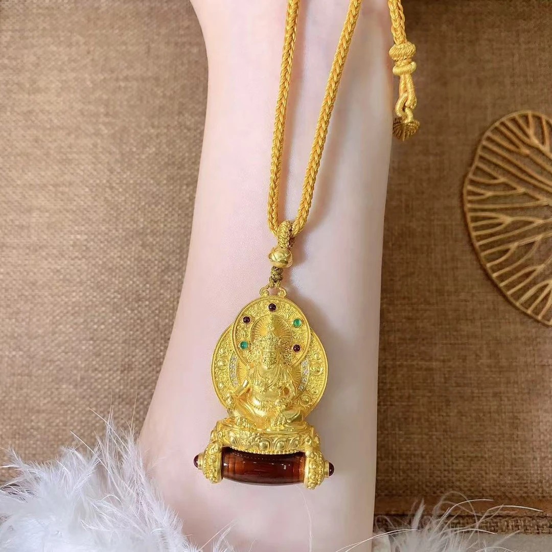 【伟新源】足金999 古法工艺 镶嵌黄财神吊坠49.77克（2240）