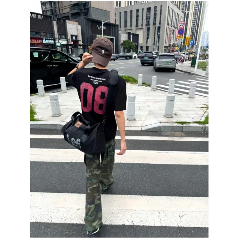 潘舒克cleanfit美式复古印花短袖男夏季平痞帅重磅t恤衣风半截袖