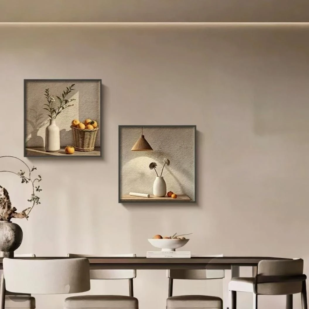 243 餐厅装饰画侘寂风客厅挂画2025新款高档抽象正方形 5050