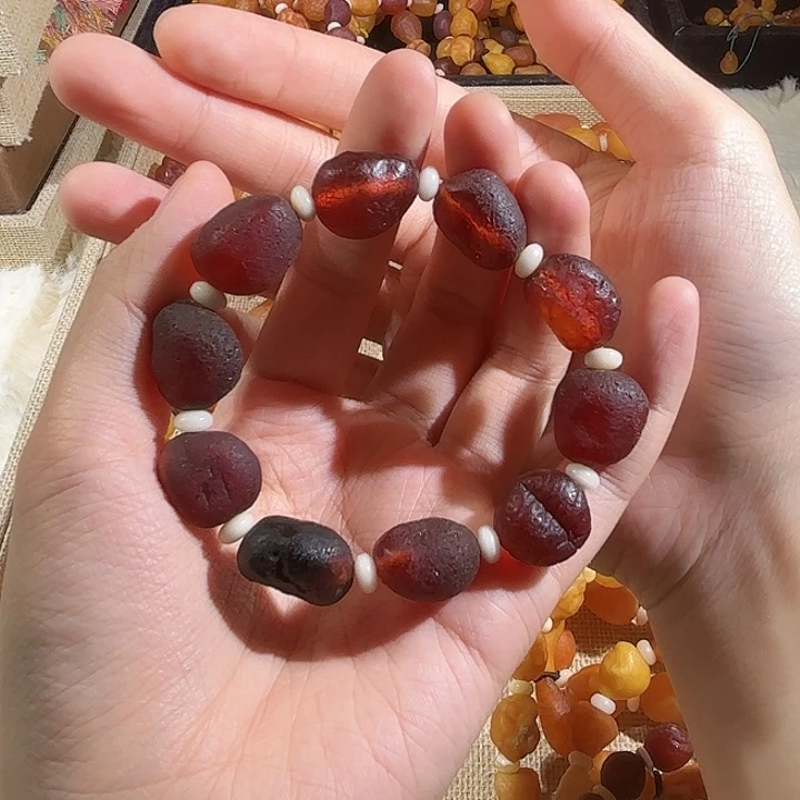 琥珀未镶嵌手链蜜蜡海漂手串