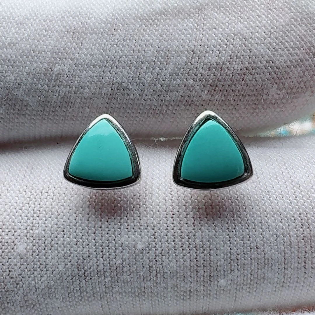 绿松石银S925镶嵌耳饰