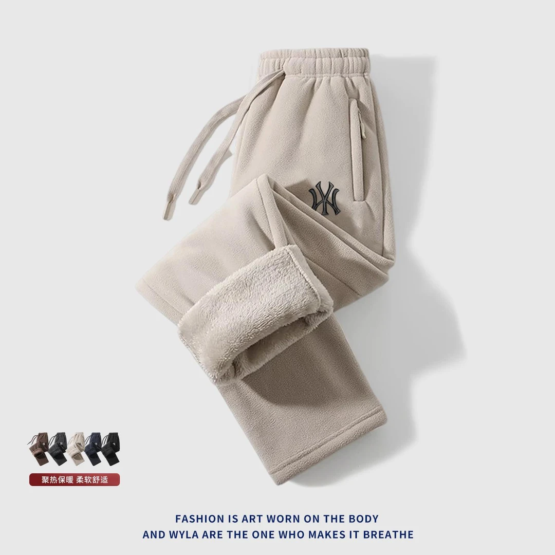 2025年新款双面抓绒裤子男女秋冬运动卫裤加绒加厚摇粒绒休闲长裤
