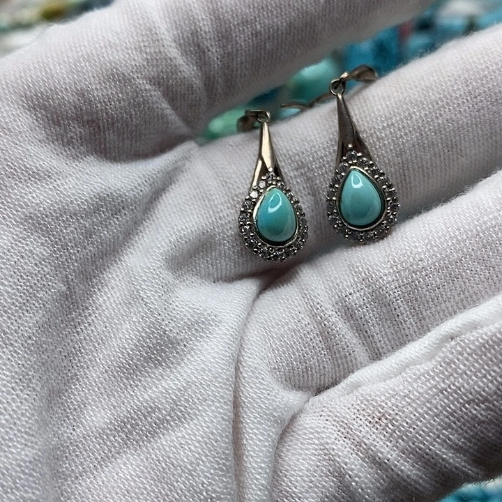 银S925镶嵌绿松石天然原矿 地大质检 抖音基地 顺丰发货