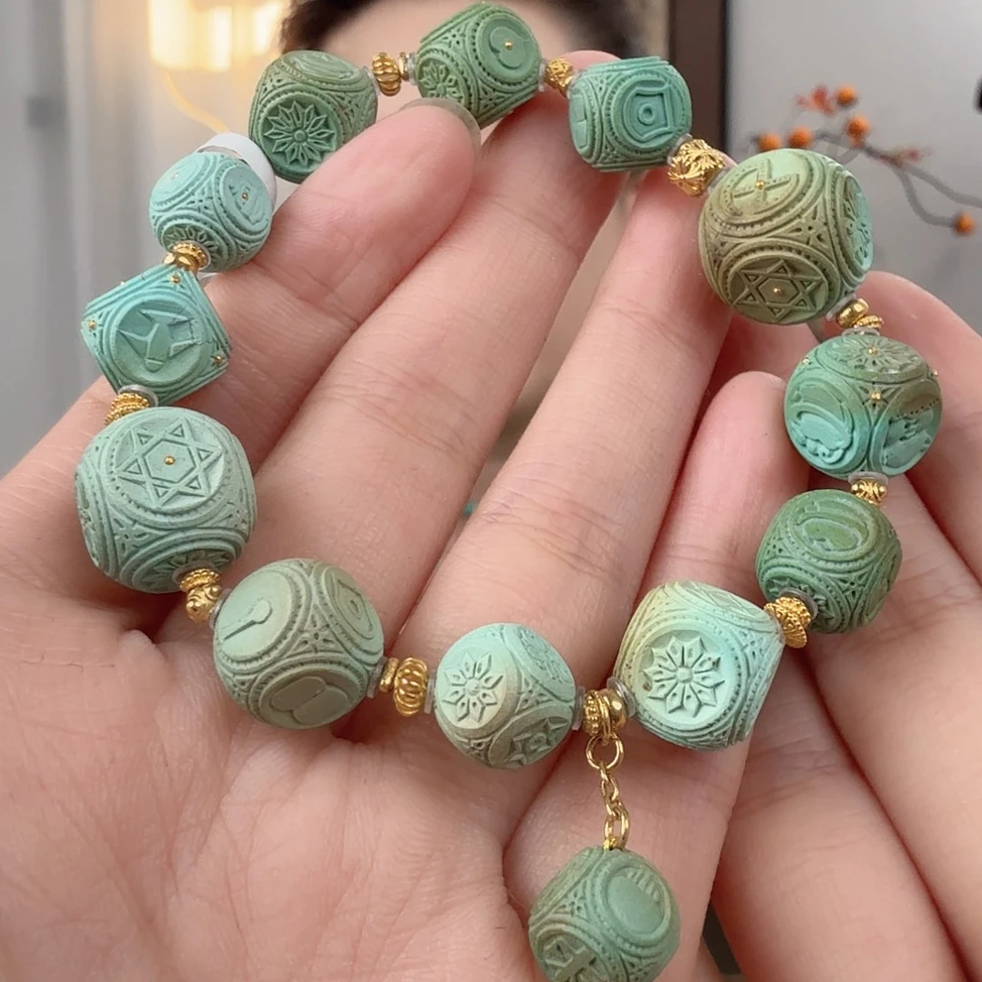 绿松石18K金镶嵌珠宝半成品