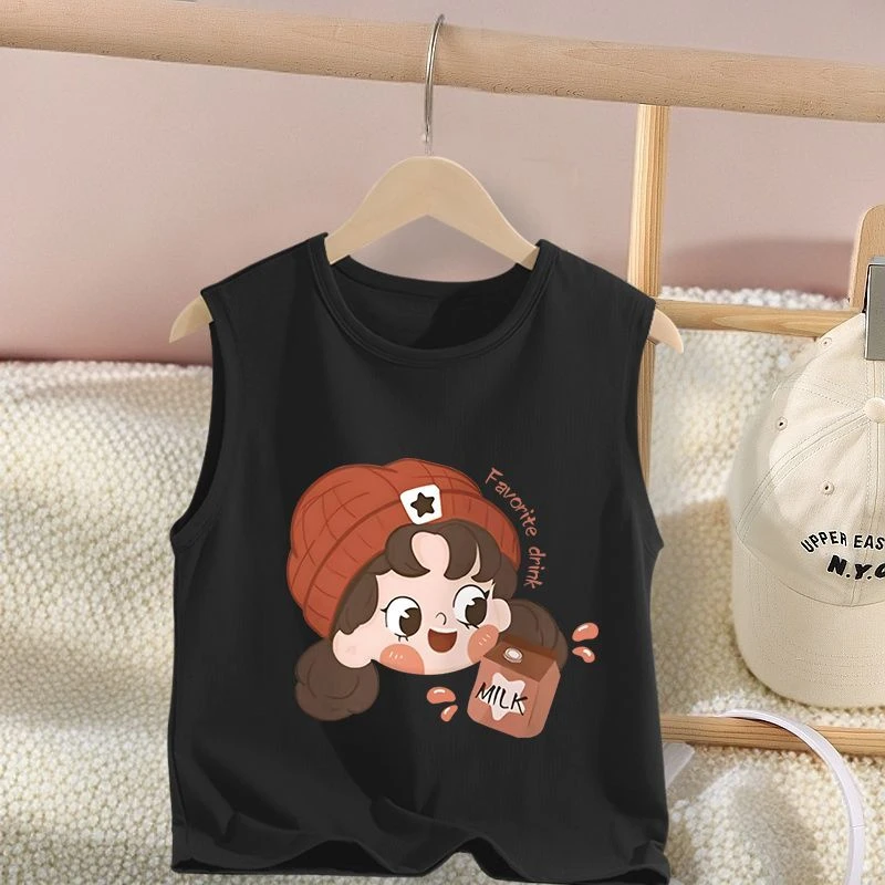 女童背心春季薄款儿童纯棉t恤外穿夏款中童内穿打底女孩无袖上衣