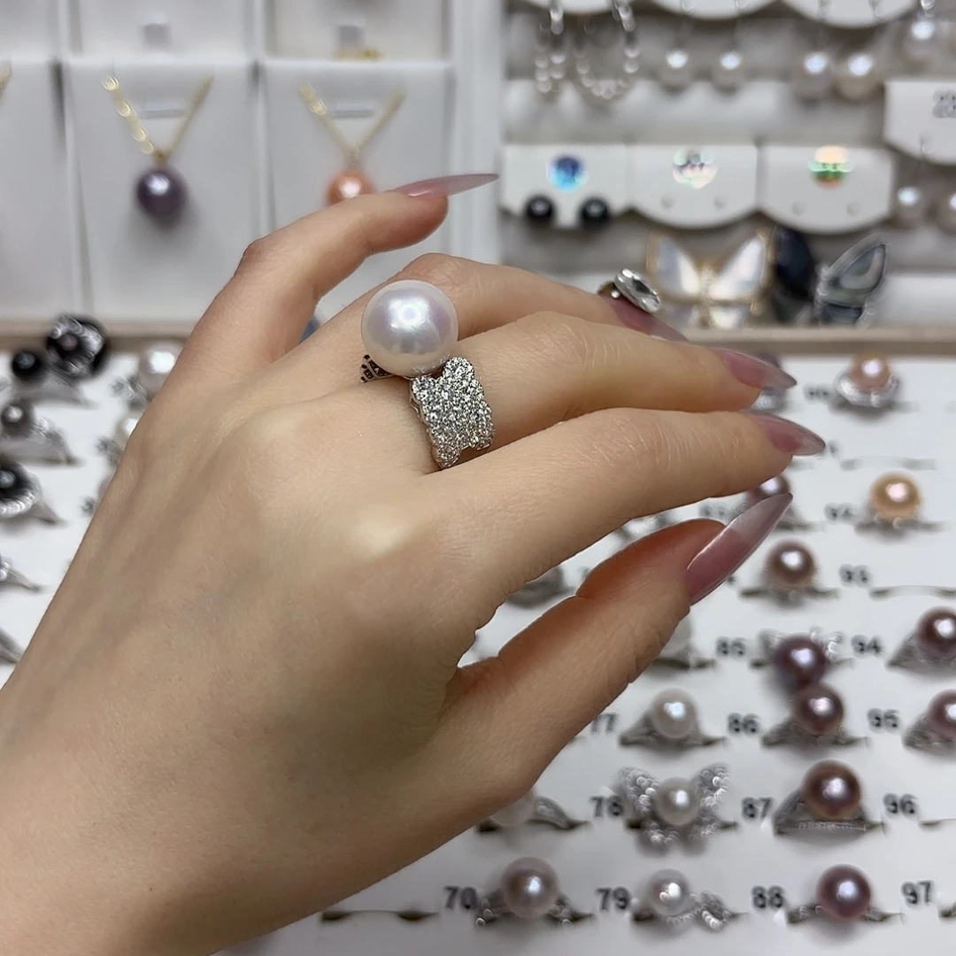 待***@淡水珍珠银S925镶嵌戒指