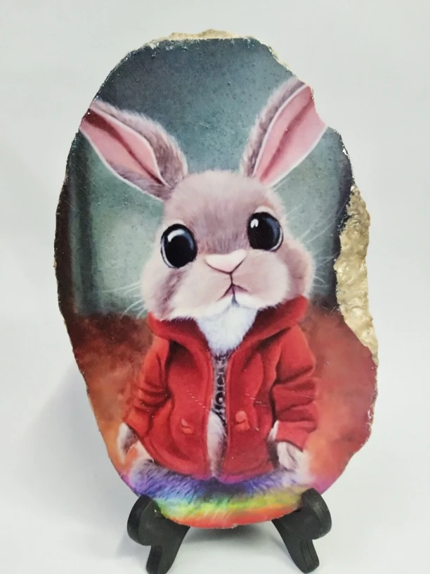 21*13，手工制作石头画，小兔朱蒂，防水不掉色，永久保存
