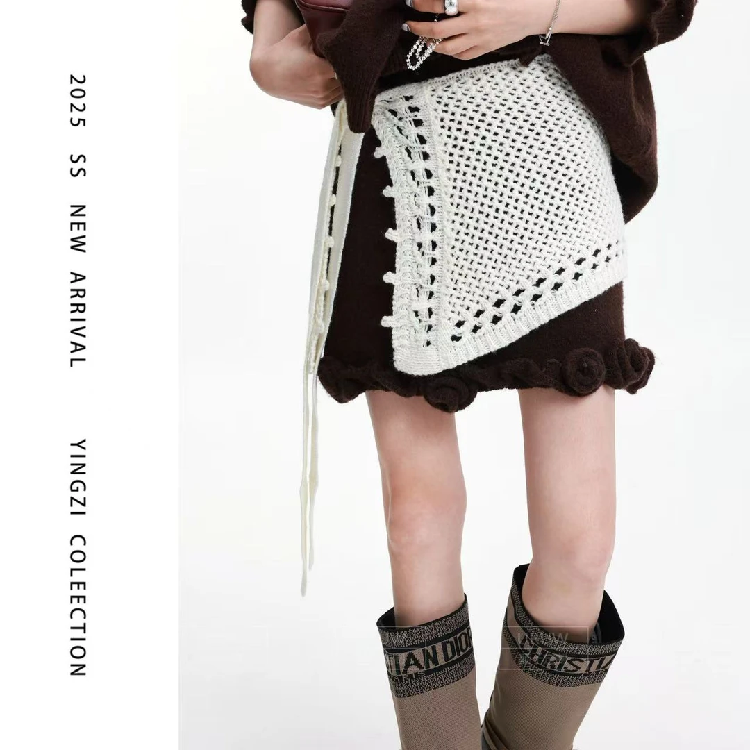 设计感时尚百搭镂空立体钩编针织披肩5100