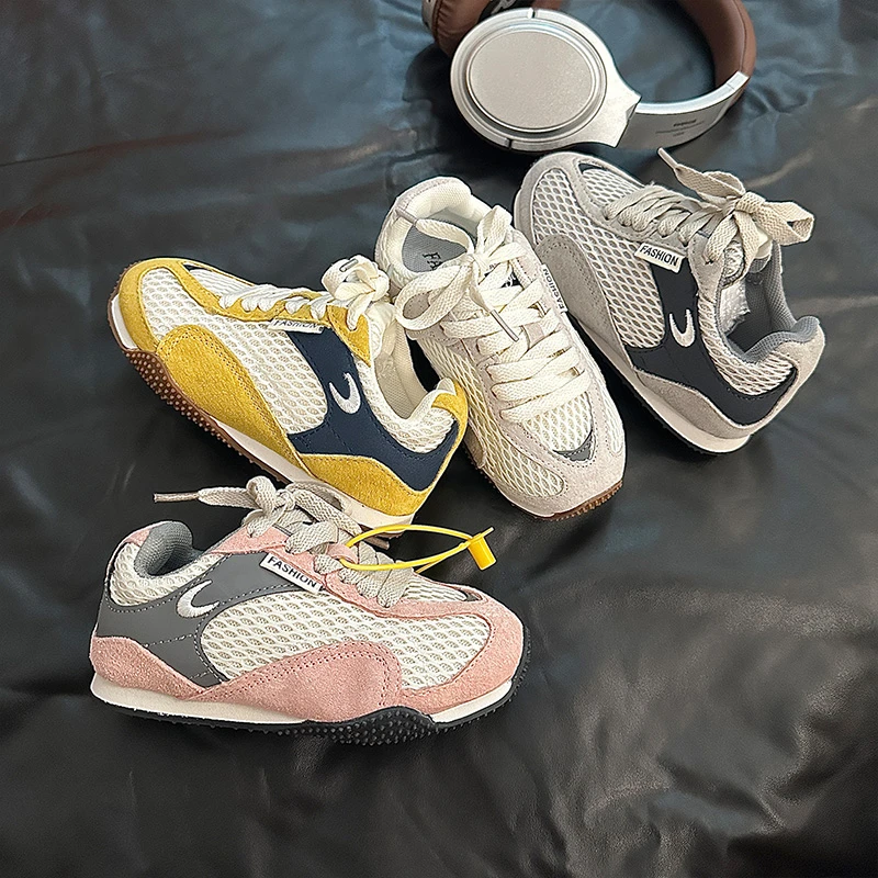 【haha】2025aw|儿童板鞋秋季新款双网真皮女童阿甘男童开学季透气