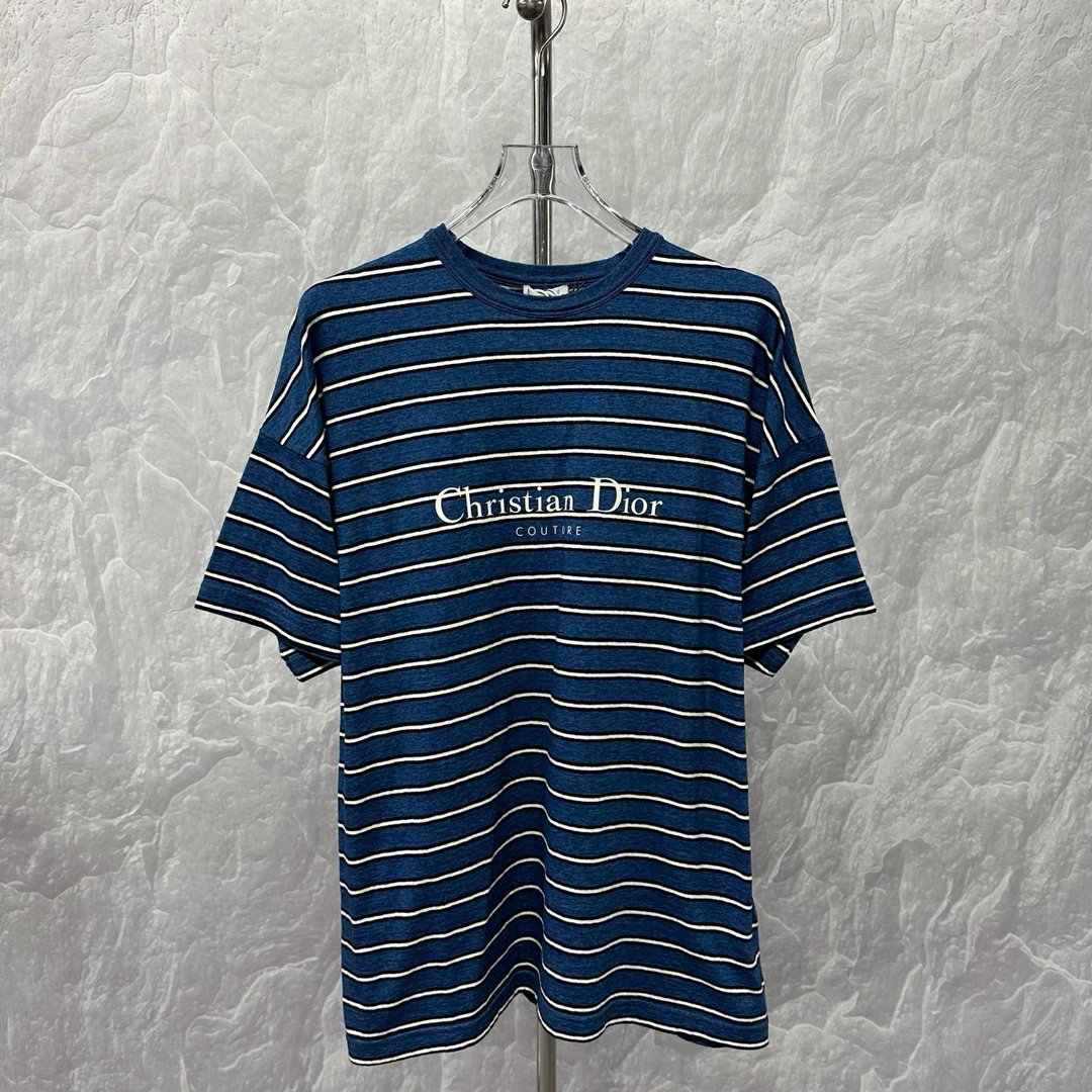 未使用 DIOR/迪奥 FW24 logo字母印花条纹短袖 XS码 D17528