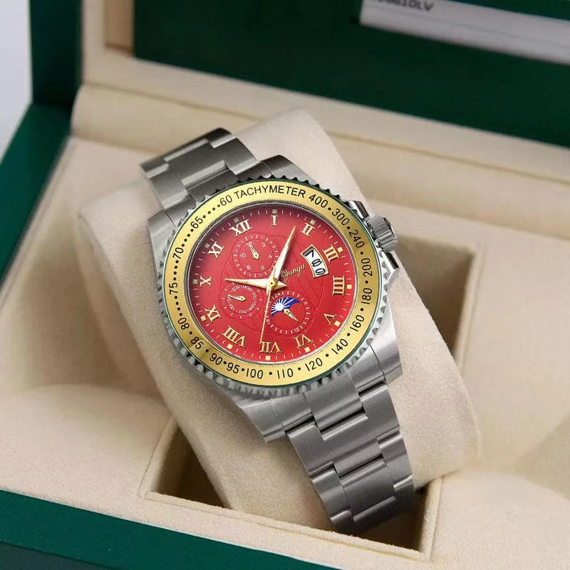 【花都云仓现场拆箱检验】全新夜光防水三眼商务手表女款junyu-69