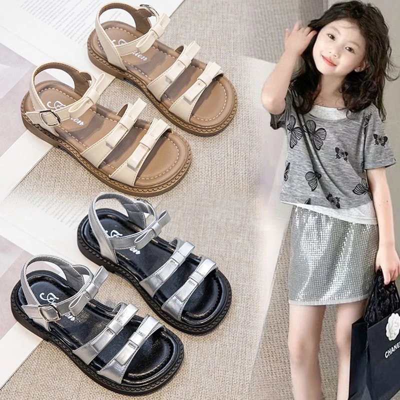 女童鞋子儿童公主凉鞋2025新款夏款夏季女孩沙滩软底罗马大童凉拖