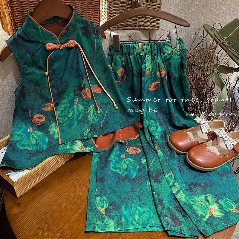 【小荷套装】女童夏装套装2025洋气甜美时尚复古夏季两件套