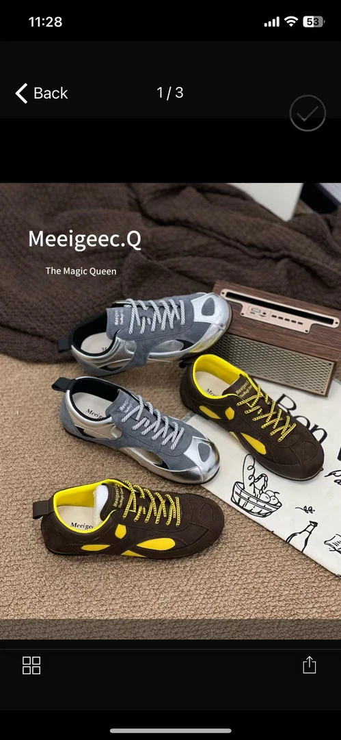 MQ607德训拼色系带圆头女时尚休闲鞋情侣潮流女鞋韩版