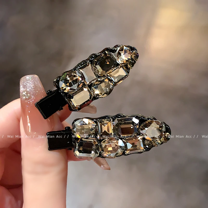 2025新款轻奢镶钻无痕发夹鸭嘴夹女前额刘海夹碎发夹一字夹头饰