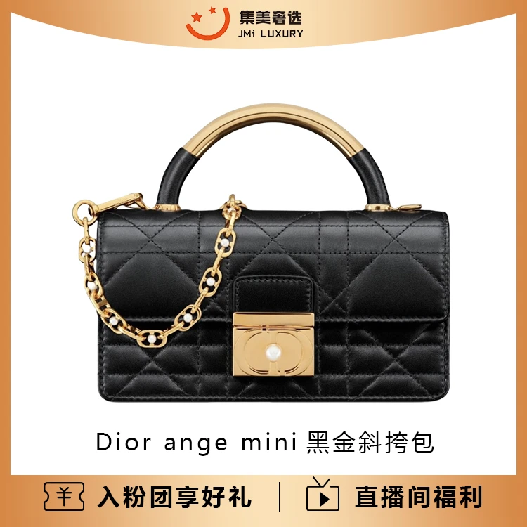 99新 DIOR/迪奥 Dior ange mini黑金斜挎时尚百搭包/42500/AM1184