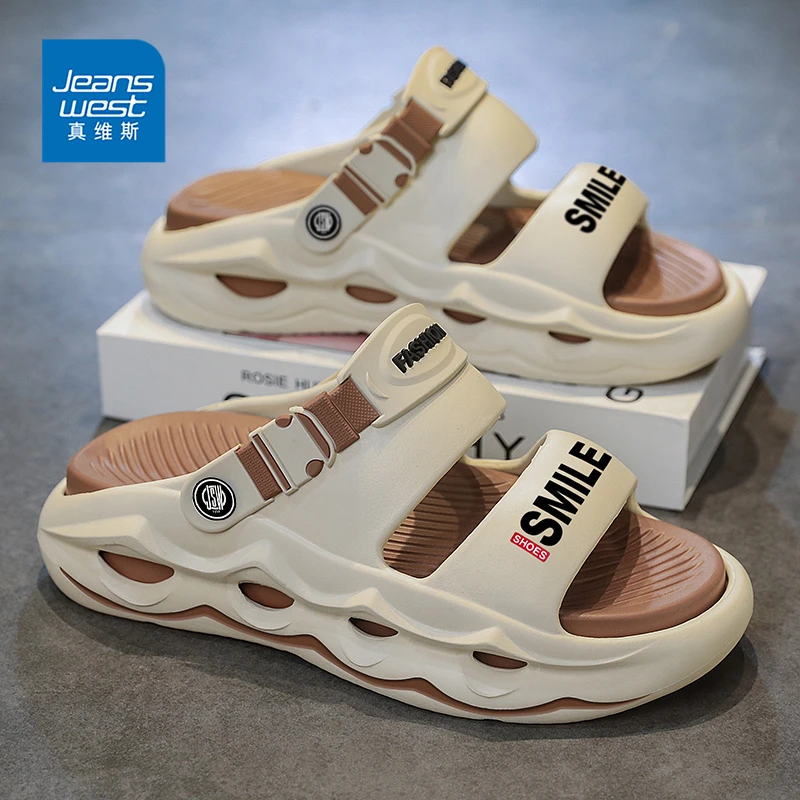 真维斯拖鞋男夏季外穿厚底踩屎感防滑耐磨一字拖运动休闲沙滩凉鞋