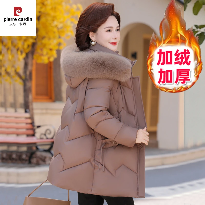 皮尔卡丹2025新款妈妈冬装服棉袄女款冬季中老年中长款加绒