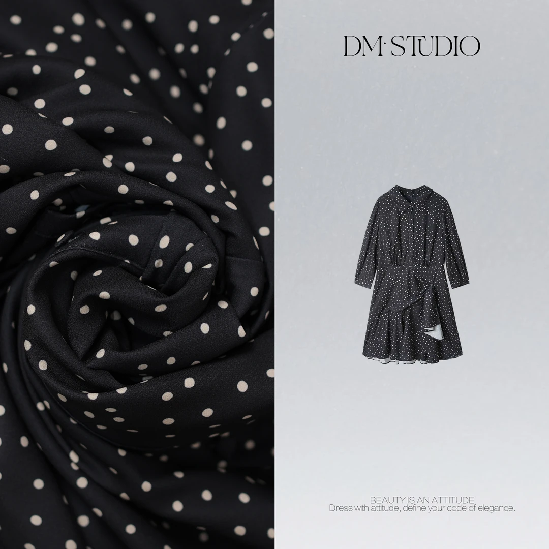 DEDM•STUDIO/气质赫本风优雅翻领波点连衣裙2507LYQ/MM2025YJ37