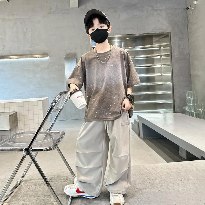 男童夏装套装2025新款男孩夏款运动短袖中大儿童夏季痞帅气时髦潮
